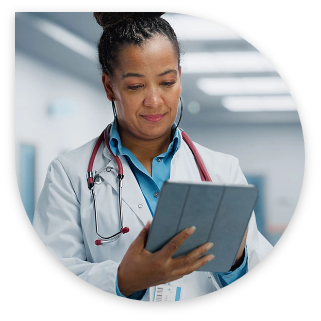 medical professional with ipad